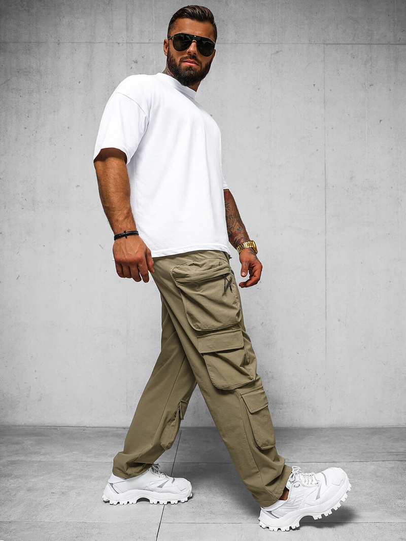 Pánské Kalhoty Tmavě-Béžové OZONEE O/PS5528