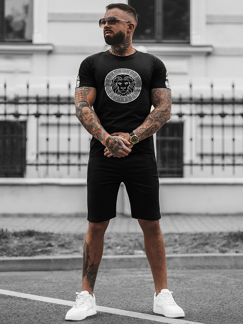 Pánská Tepláková Souprava Černo-Stříbrná OZONEE O/HM788Z