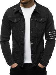 PÁNSKÁ DŽÍNOVÁ BUNDA Černá OZONEE G/602