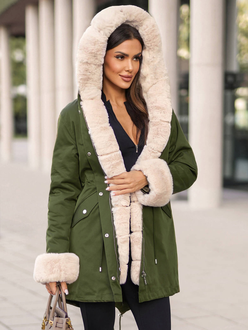 Dámská Zimní Bunda Zelená OZONEE JS/M763/136Z