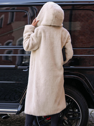 Dámská zimní kožešinová bunda béžová OZONEE JS/11Z8250