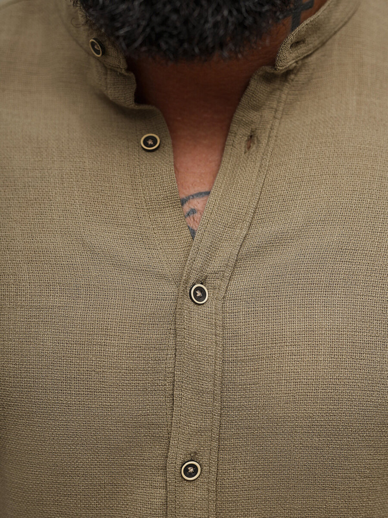 Pánská Košile Tmavě-Béžové OZONEE O/V112