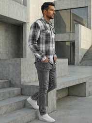 Pánská košile černobílá OZONEE NB/MC728N/4Z