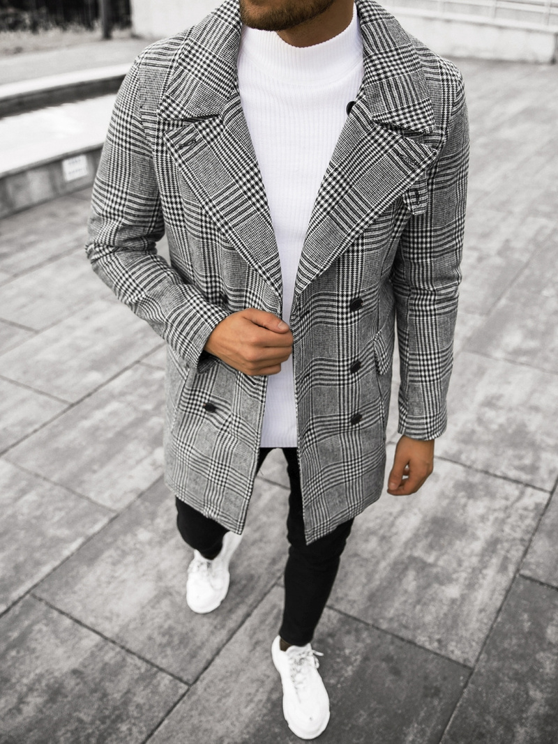 Pánský Kabát Černobílý OZONEE JS/JP1192