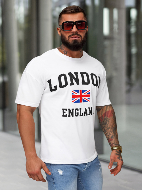 Pánské Tričko Bílý OZONEE JS/8B1373/1