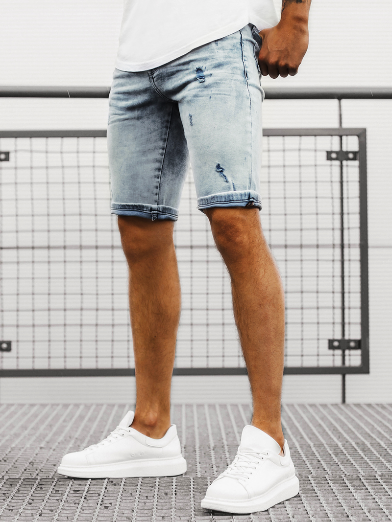 Pánské džínové kraťasy Světle-Modré OZONEE B/55109