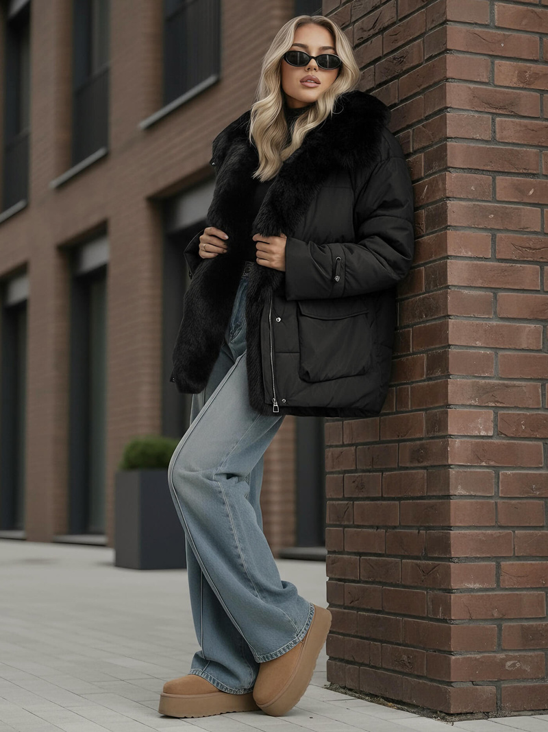 Dámská Bunda Černá OZONEE JS/16M9185/392