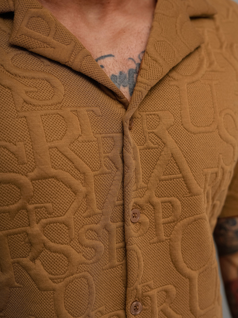 Pánská Košile s Krátkým Rukávem Hnědá OZONEE O/B2256