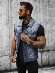 Pánská Džínová Vesta Modrá OZONEE NB/MJ539B