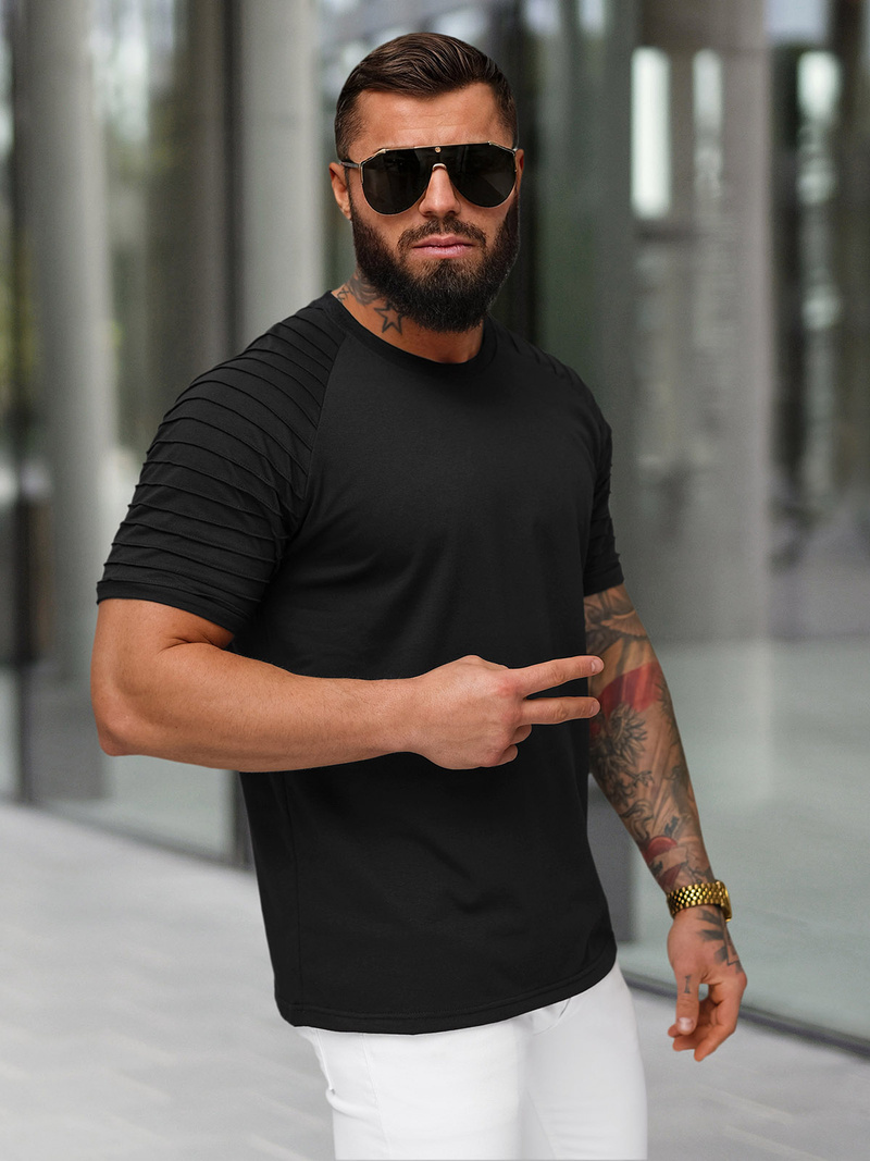 Pánské Tričko Černé OZONEE JS/8T88/3Z