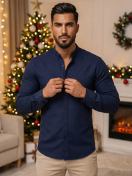 Pánská Košile Námořnická Modřá OZONEE O/V69Z