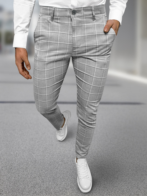 Pánské Chino Kalhoty Šedé OZONEE DJ/5522Z