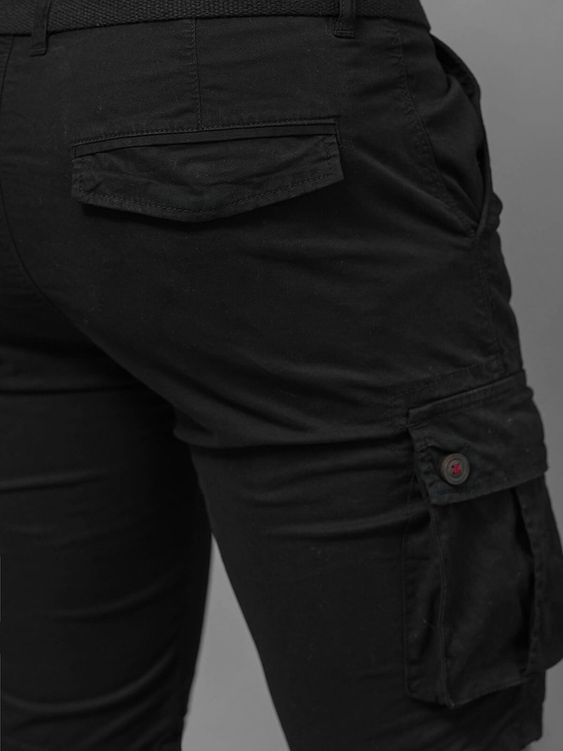 Pánské Chino Kraťasy Černé OZONEE T/BB70012/1Z