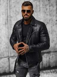 Pánská koženková bunda křivák černá OZONEE JS/11Z8005Z