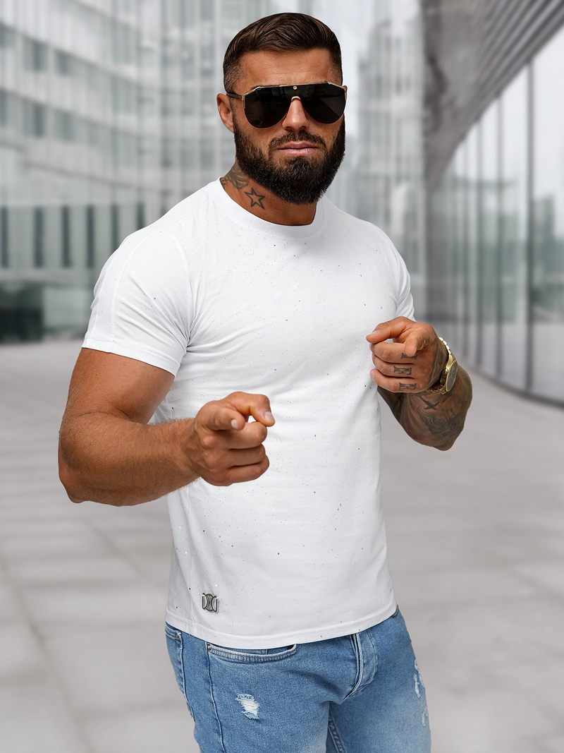 Pánské Tričko Bílé OZONEE O/QQ1388