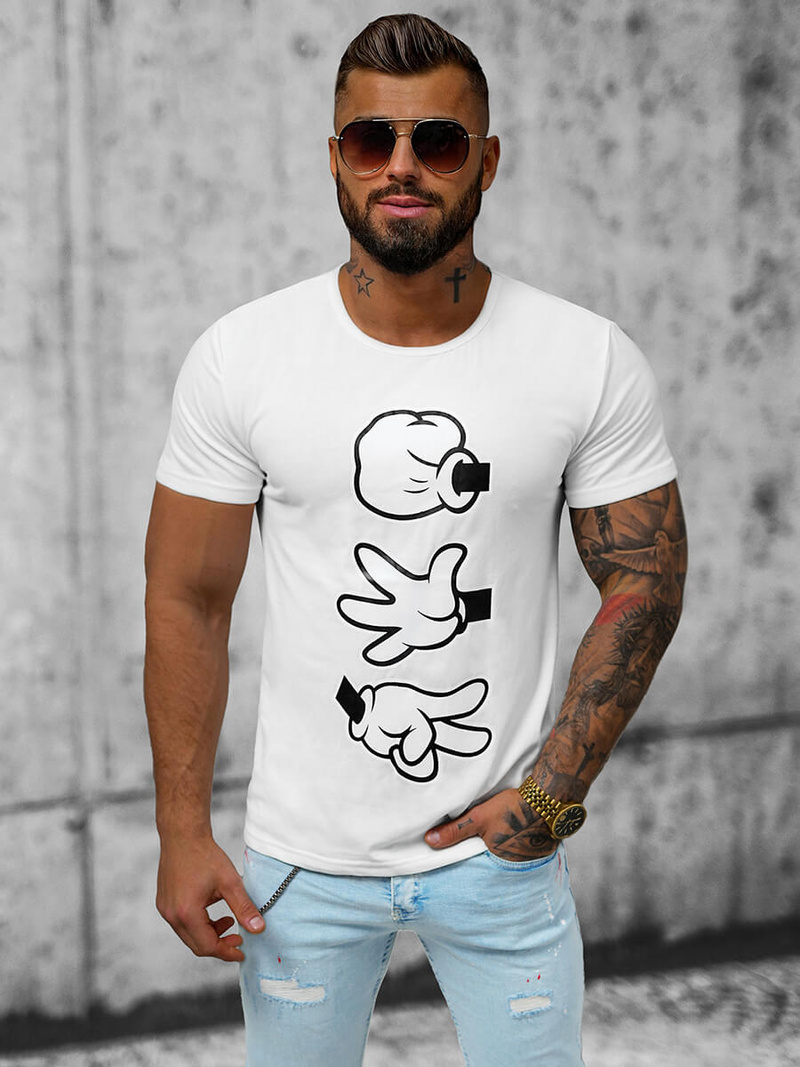 Pánské Tričko Bílé OZONEE JS/KS1997Z