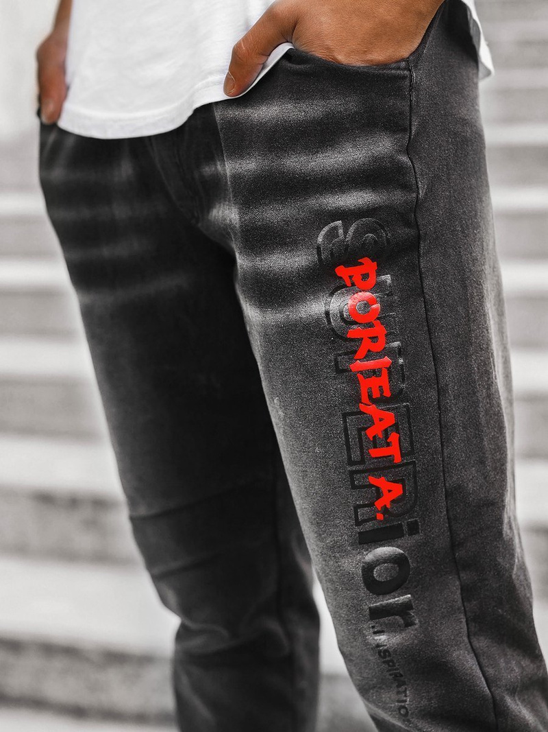 Pánské Džíny Jogger Černo-Červené OZONEE JS/KK1101-2