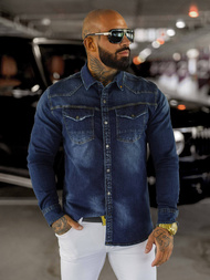 Pánská džínová košile modrá OZONEE O/51412