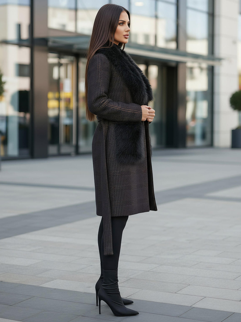 Dámský Kabát Černé OZONEE JS/53M5200/1Z