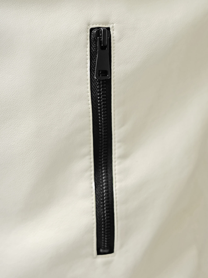 Pánská Koženková Bunda Ecru OZONEE JS/11Z8107