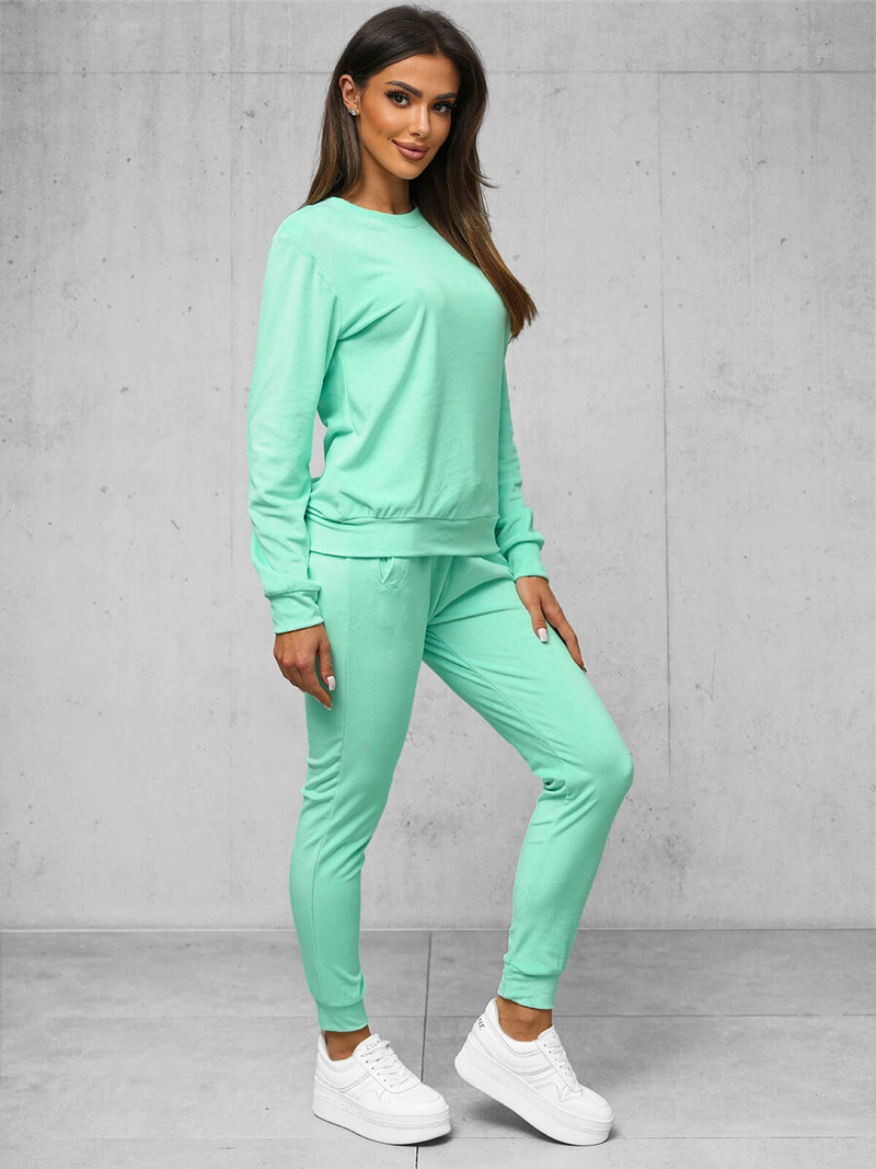 Dámská velurová tepláková souprava tmavě-mentolová OZONEE O/8C1173/139Z