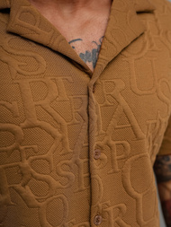 Pánská Košile s Krátkým Rukávem Hnědá OZONEE O/B2256