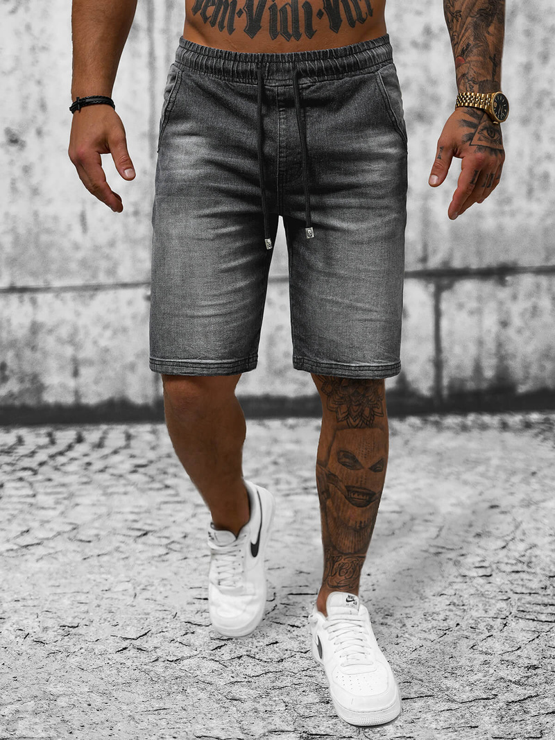 Pánské Džínové Kraťasy Černé OZONEE NB/MP0276N