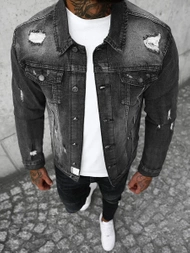 Pánská Džínová Bunda Černá OZONEE NB/MJ507N