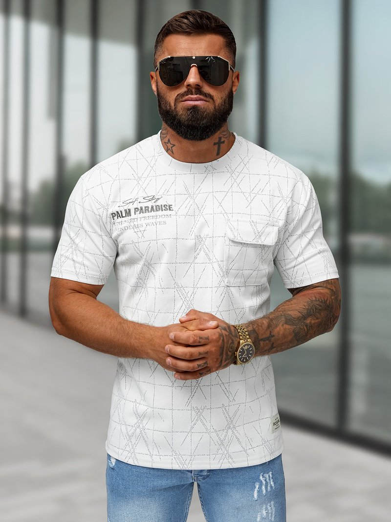 Pánské Tričko Bílé OZONEE O/QQ1530