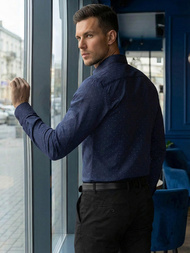 Pánská Košile Námořnická Modřá OZONEE V/V181Z