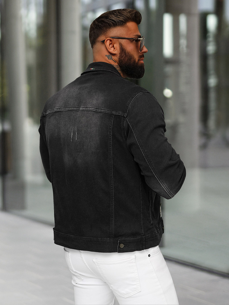 Pánská Džínová Bunda Černá OZONEE NB/MJ514N