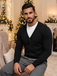 Pánský Svetr Černý OZONEE NB/MM6006/4Z