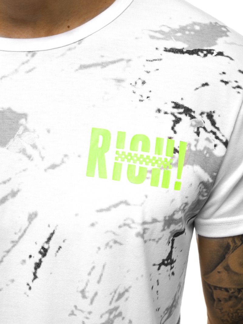 Pánské Tričko Bílé OZONEE JS/KS1976