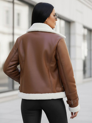 Dámská koženková bunda hnědá OZONEE JS/11Z8177Z