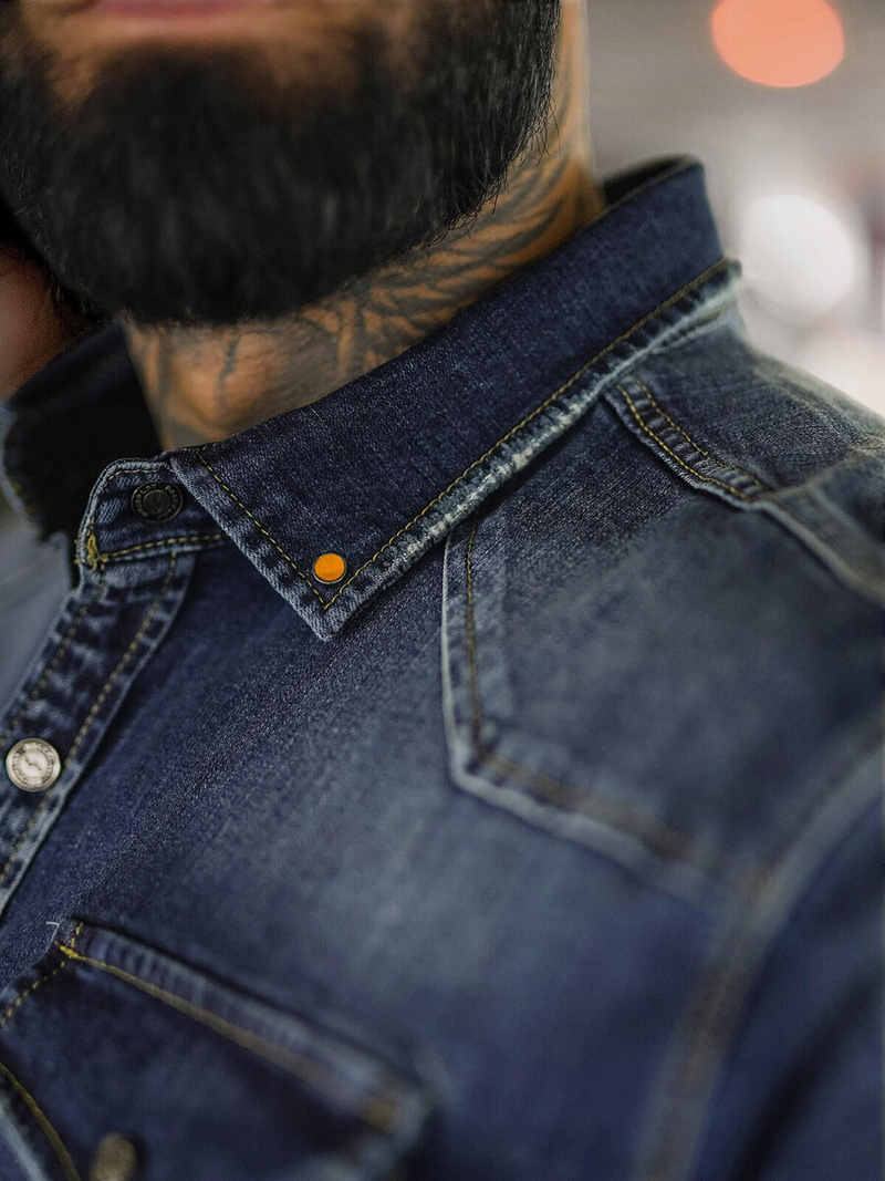 Pánská džínová košile tmavě-modrá OZONEE O/51410