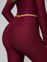 Dámská dvoudílná tepláková souprava vínová OZONEE O/22060Z