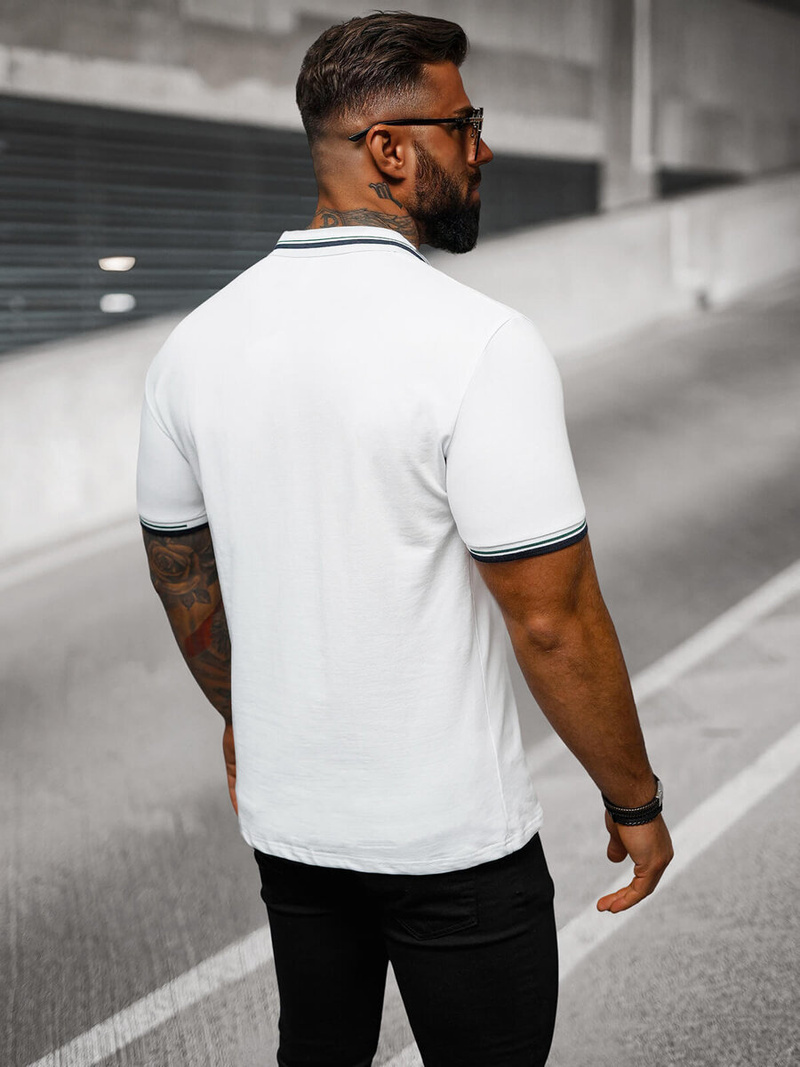 Pánské Polo Tričko Bílé OZONEE O/DA736