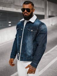 Pánská Džínová Bunda Šerpa Tmavě Modrá OZONEE NB/MJ516BSZ