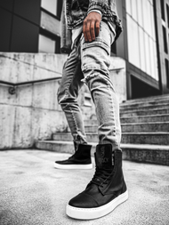 Pánské Sneakery Vysoké Černobílé OZONEE KN/022