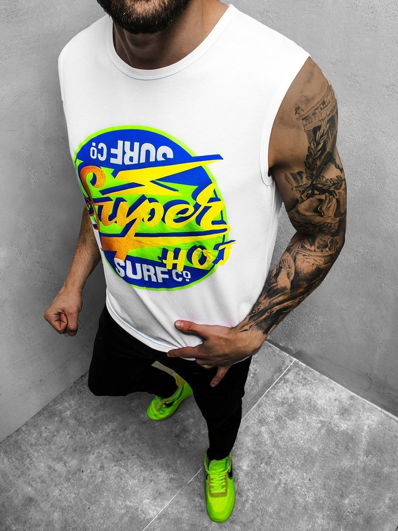 Pánské Tílko Bílé OZONEE JS/KS2076Z