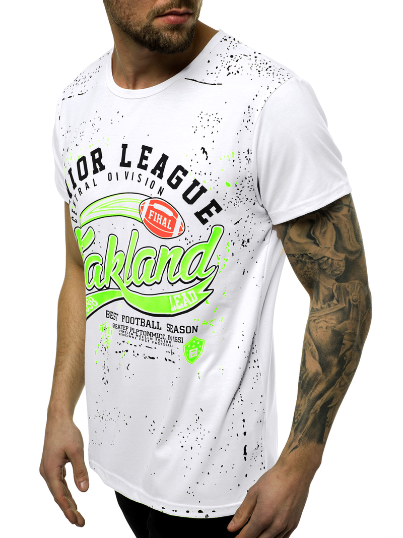 Pánské Tričko Bílé OZONEE JS/KS1975