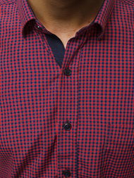 Pánská Košile Červená OZONEE B/K60Z