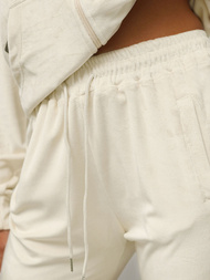 Dámská velurová tepláková souprava ecru OZONEE JS/8C1176/155Z