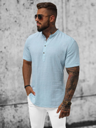 Pánská Košile s Krátkým Rukávem Světle-Modrá OZONEE O/V46