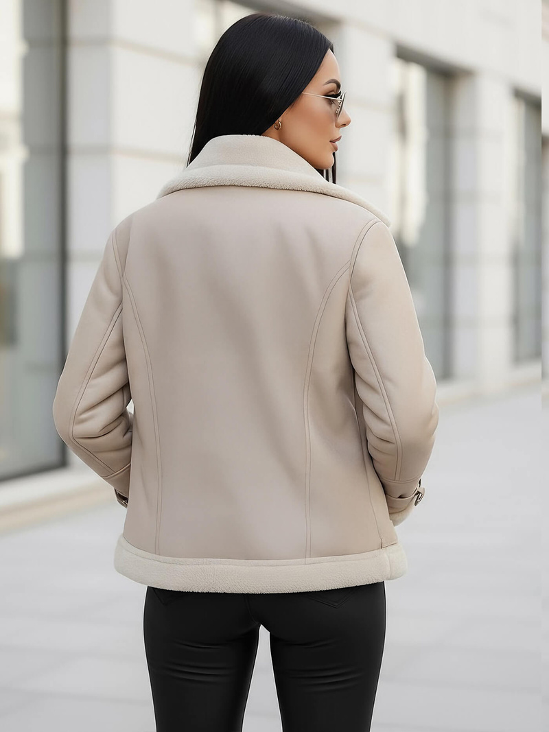 Dámská koženková bunda béžová OZONEE JS/11Z8177Z