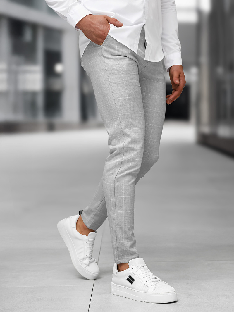 Pánské Chino Kalhoty Šedé OZONEE DJ/5505Z