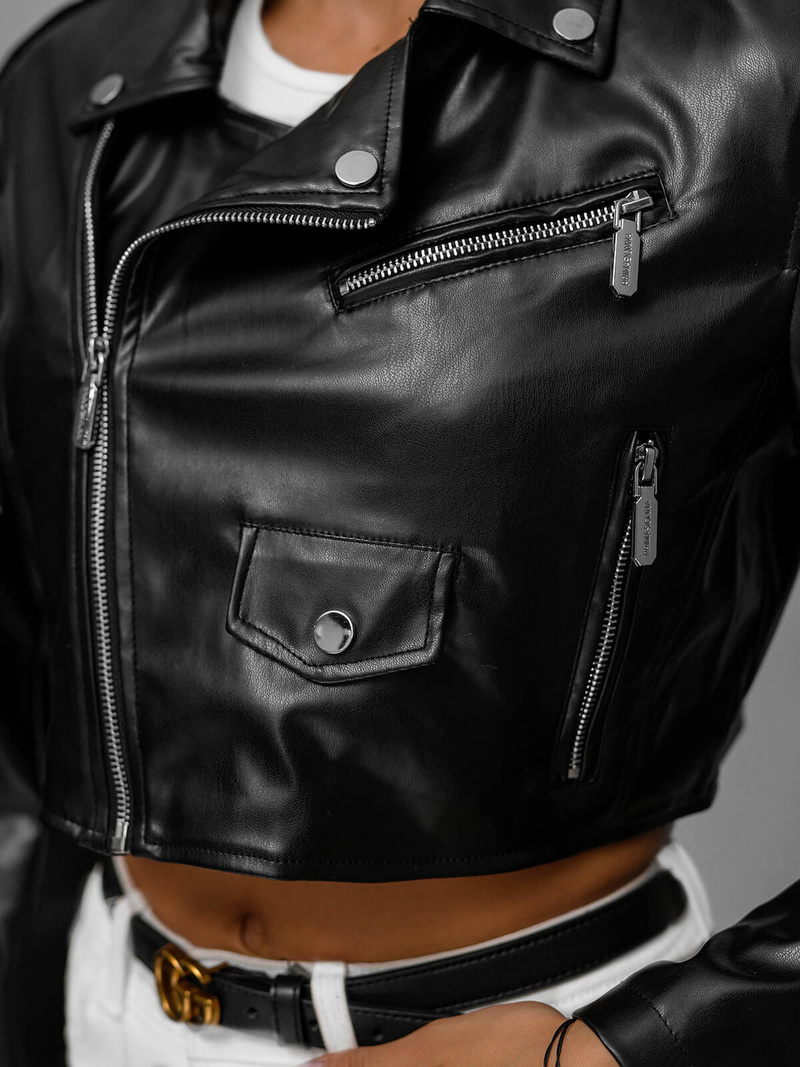 Dámská koženková bunda černá OZONEE JS/11Z8189Z