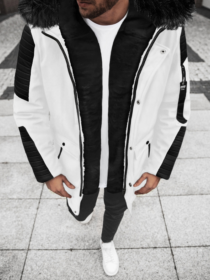 Pánská Zimní Bunda Bílo-Černá OZONEE O/5832/22