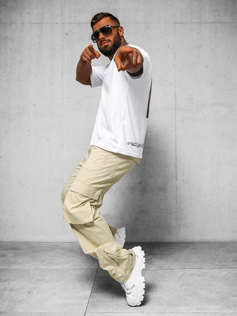 Pánské Kalhoty Béžové OZONEE O/G3016Z