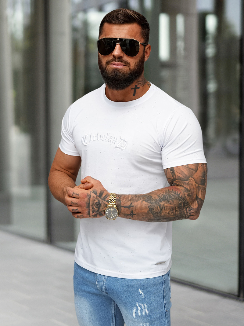 Pánské Tričko Bílé OZONEE O/QQ1386